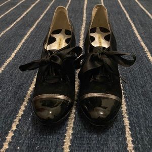 New Max Studio Ribbon, Leather, & Suede Heels sz 7